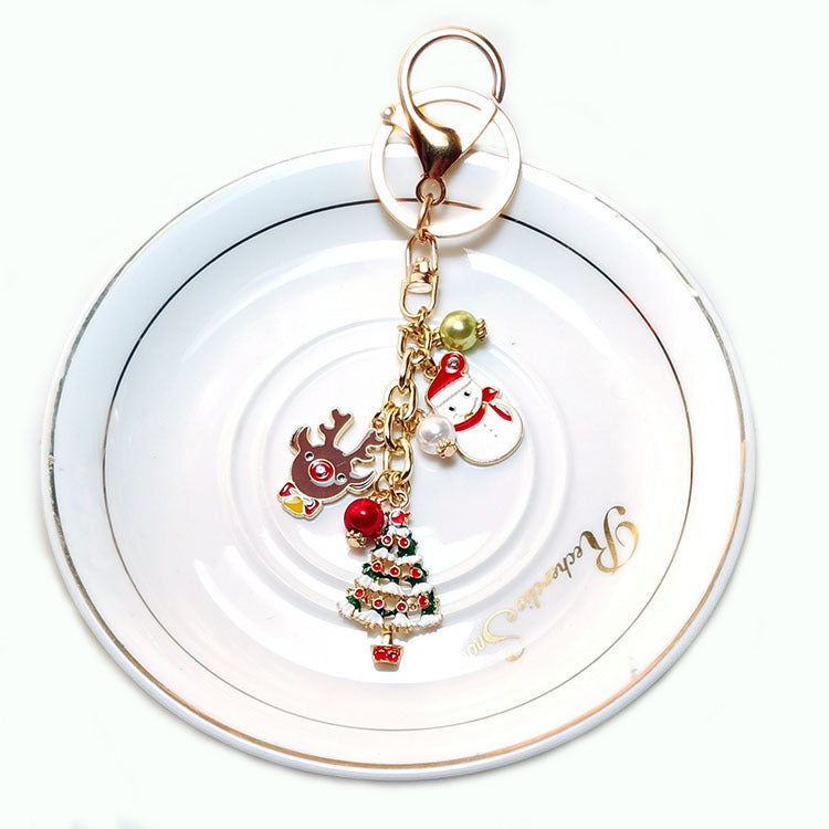 Wholesale Christmas Tree Elk Snowman Christmas  Alloy Keychain