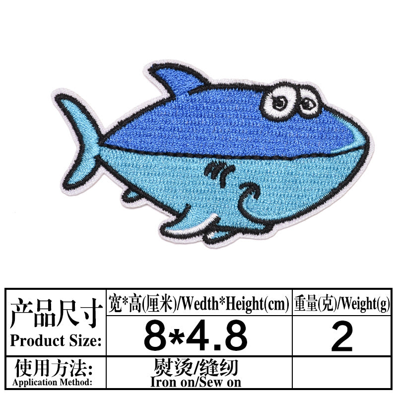 Wholesale Boutique Ocean Animal Cloth Patches 25 Cute Cartoon Embroidered Appliques For Clothing Repair Trendy DIY Badges