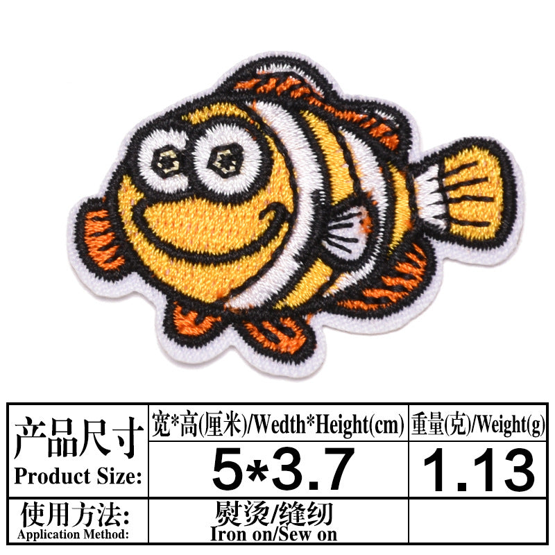 Wholesale Boutique Ocean Animal Cloth Patches 25 Cute Cartoon Embroidered Appliques For Clothing Repair Trendy DIY Badges