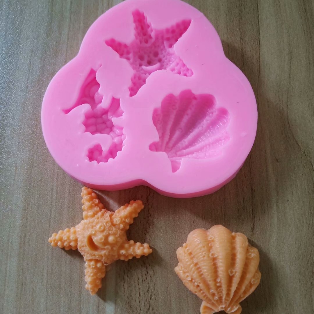 Wholesale Ocean Series Seashell Conch Coral Silicone Cake Decoration