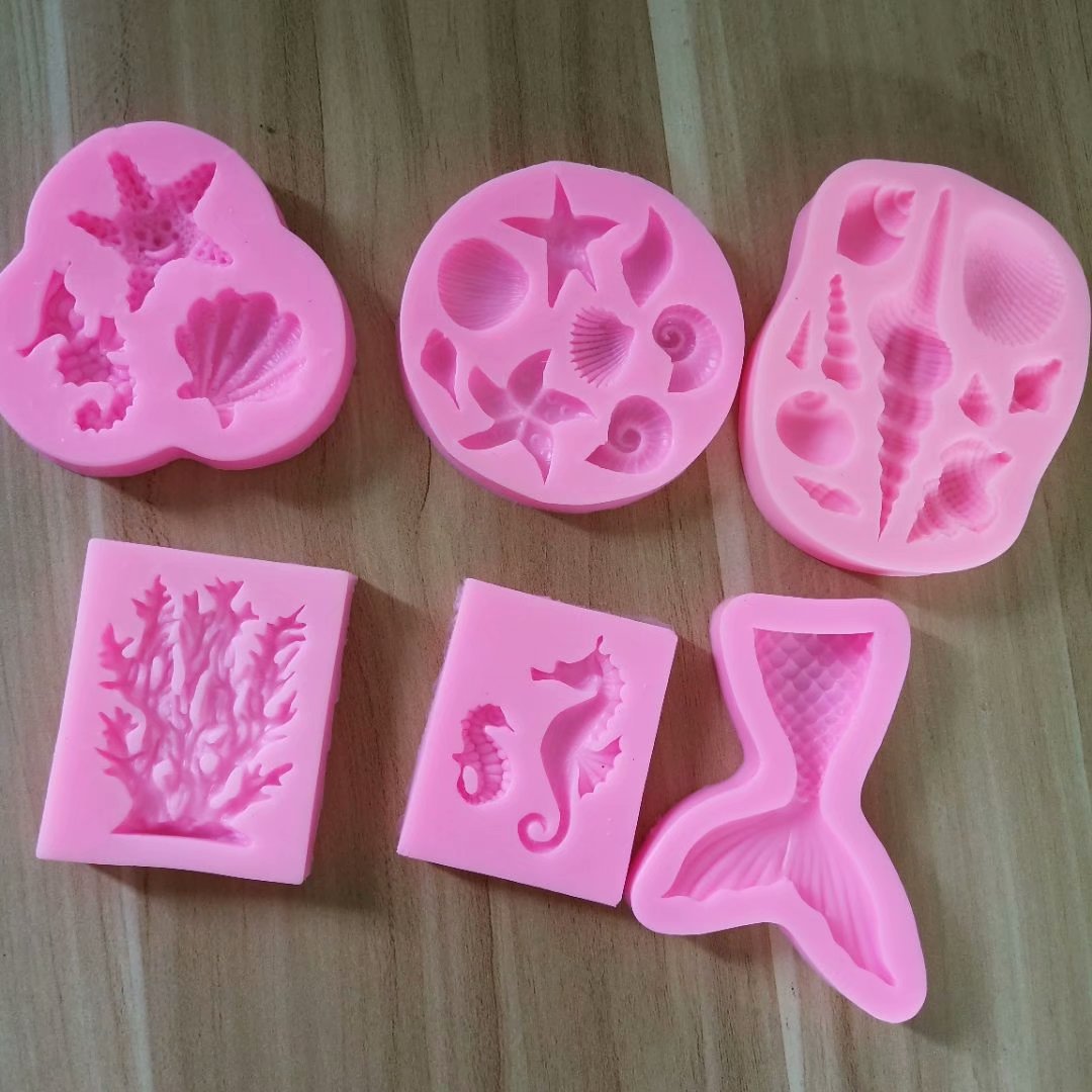 Wholesale Ocean Series Seashell Conch Coral Silicone Cake Decoration