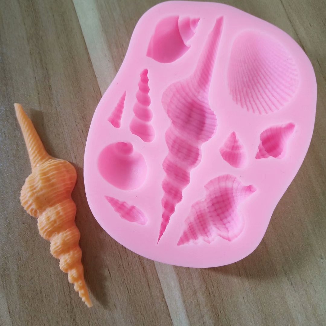 Wholesale Ocean Series Seashell Conch Coral Silicone Cake Decoration