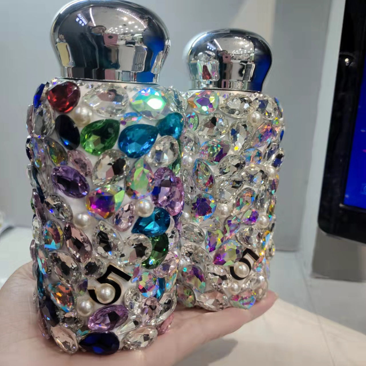 Wholesale Diamond Inlaid Large Stone Stainless Steel Thermos Bottles