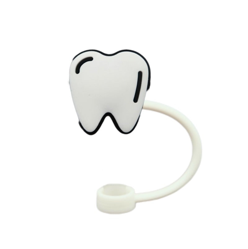 Wholesale 10pcs Cartoon Silicone Dustproof 8/10mm Straw Cover