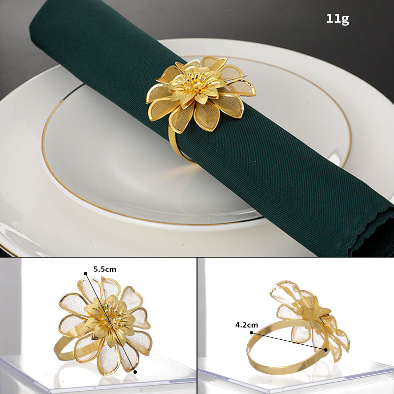 Wholesale Simulated Flower Stainless Steel Napkin Rings