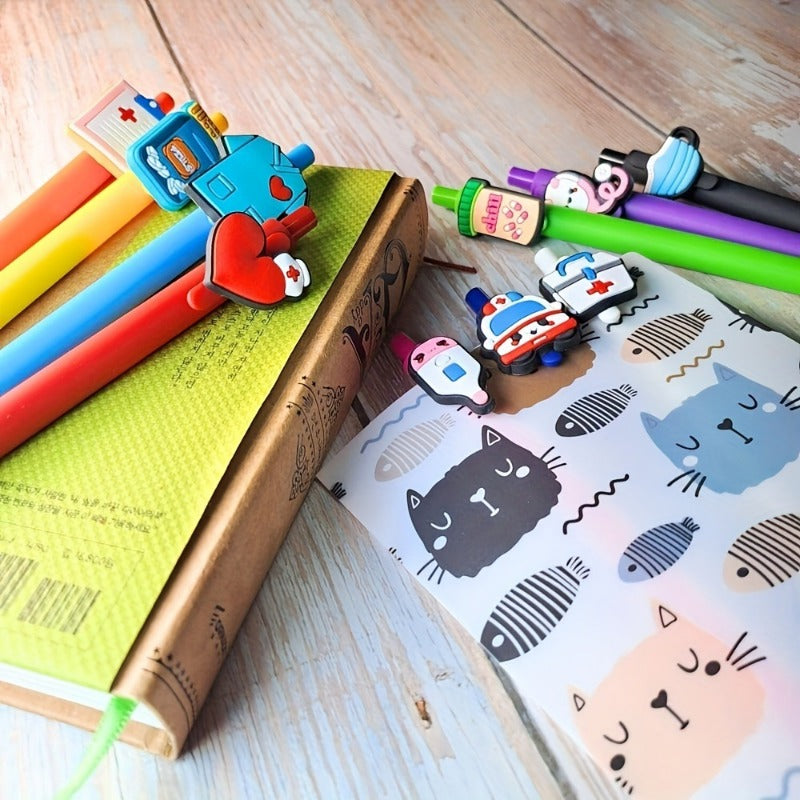 Whoelsale Pens Cartoon PVC Creative Simple Solid Color Doctor Nurse Pen Candy Color Medical Style Pen Set