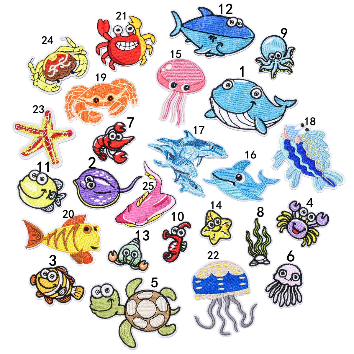 Wholesale Boutique Ocean Animal Cloth Patches 25 Cute Cartoon Embroidered Appliques For Clothing Repair Trendy DIY Badges