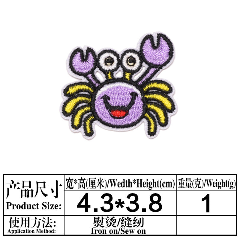 Wholesale Boutique Ocean Animal Cloth Patches 25 Cute Cartoon Embroidered Appliques For Clothing Repair Trendy DIY Badges