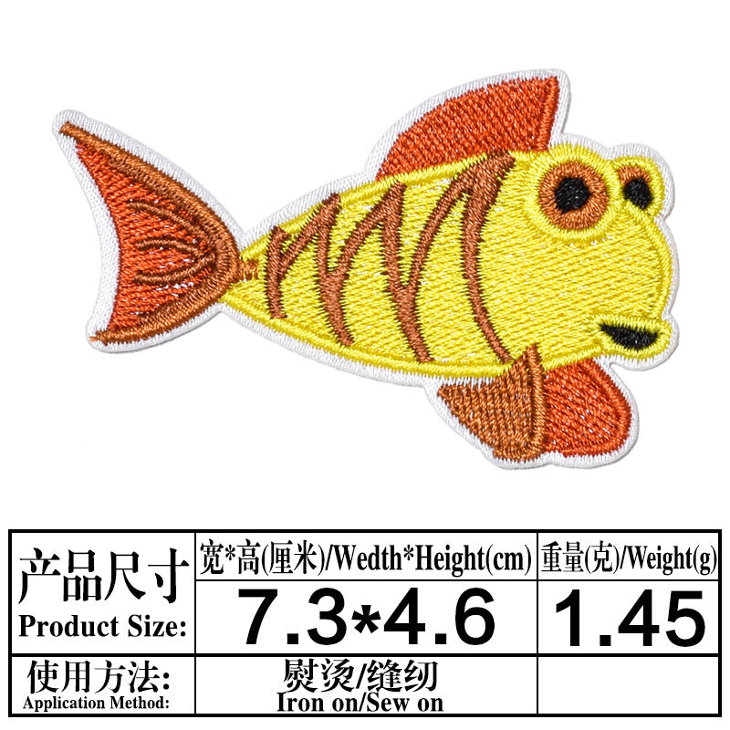 Wholesale Boutique Ocean Animal Cloth Patches 25 Cute Cartoon Embroidered Appliques For Clothing Repair Trendy DIY Badges