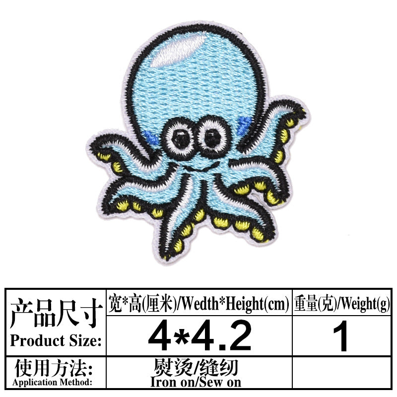 Wholesale Boutique Ocean Animal Cloth Patches 25 Cute Cartoon Embroidered Appliques For Clothing Repair Trendy DIY Badges