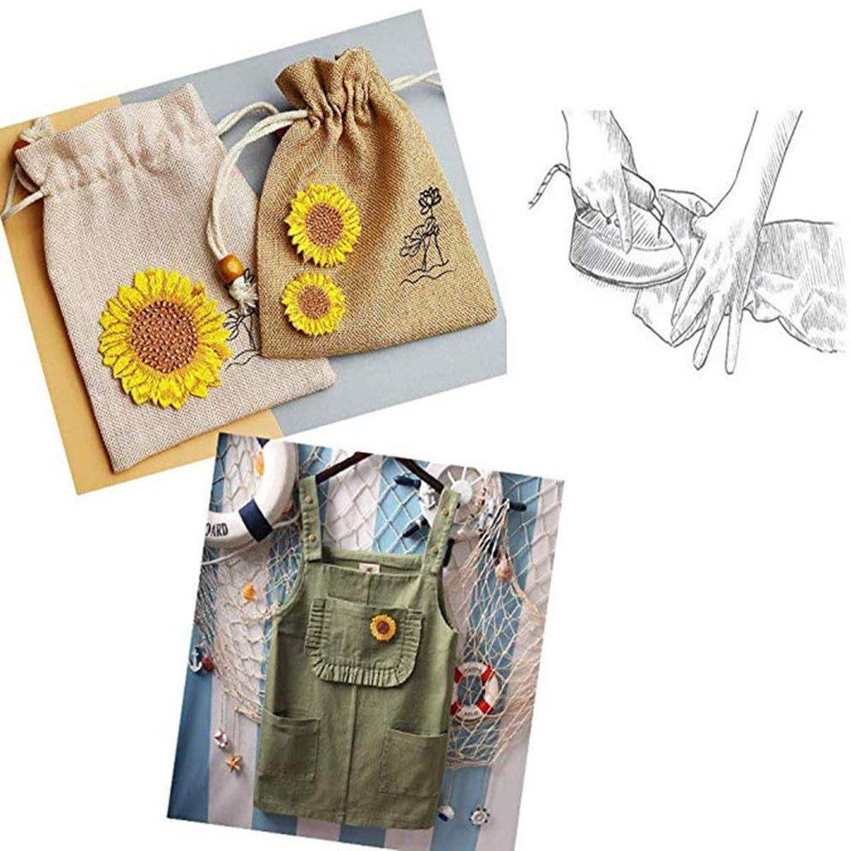 Wholesale Trendy Sunflower Butterfly Colorful Embroidered Patches For Clothing DIY