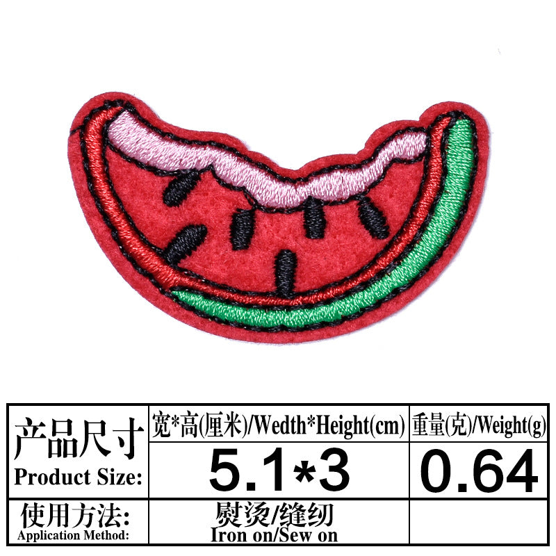 Wholesale Boutique Cartoon Fruit Embroidery Patches Felt Cloth Sew On DIY Clothing Decor Repair Accessory