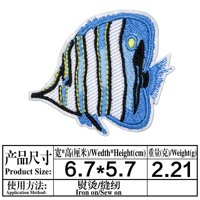 Wholesale Trendy Felt Embroidery Patches Underwater Sea Life Shrimp Turtle Conch Applique For Clothing Towel DIY Sew On Accessory