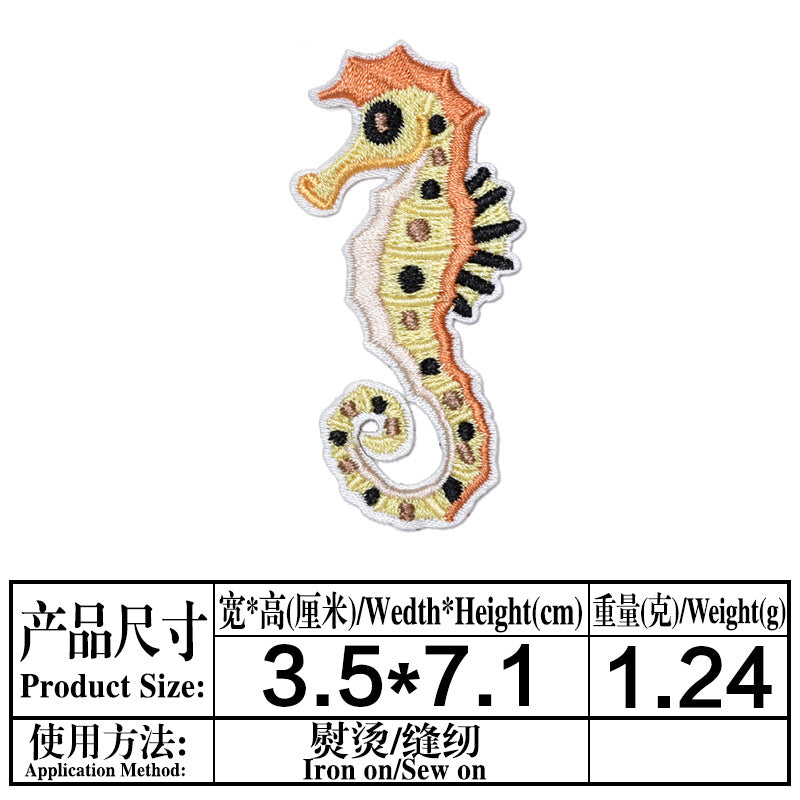 Wholesale Trendy Felt Embroidery Patches Underwater Sea Life Shrimp Turtle Conch Applique For Clothing Towel DIY Sew On Accessory