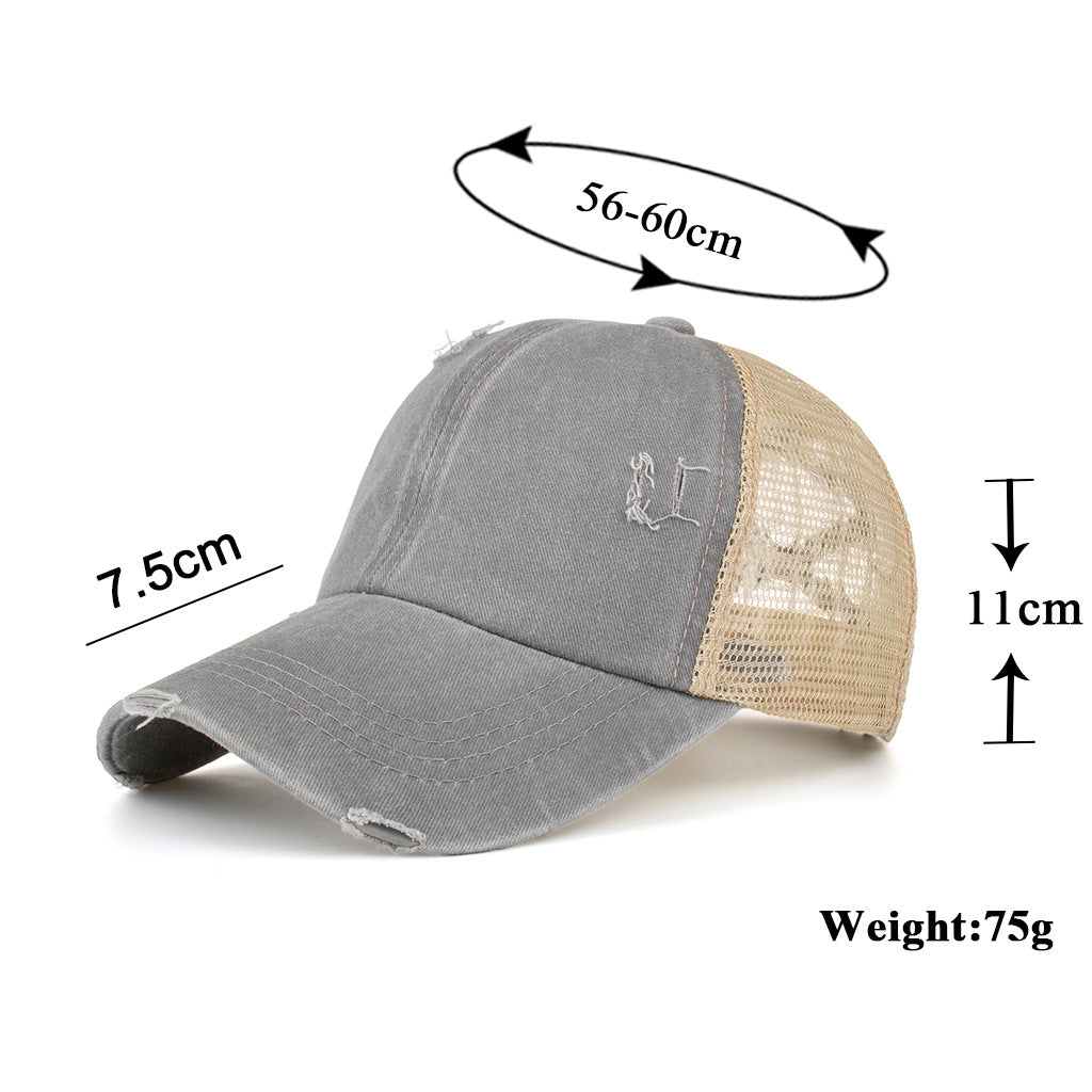 Wholesale Washed old light version cross elastic ponytail baseball net cap baseball cap cap Sun cap B719