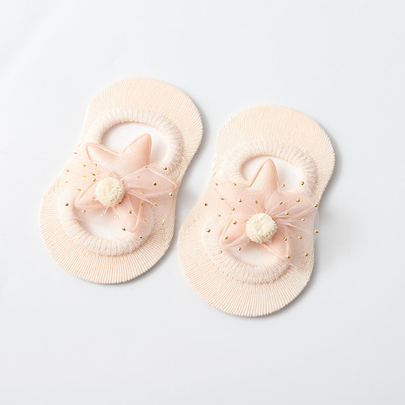 Wholesale Hollow Flower Dot Glue Non-slip Bow Knot Children Socks