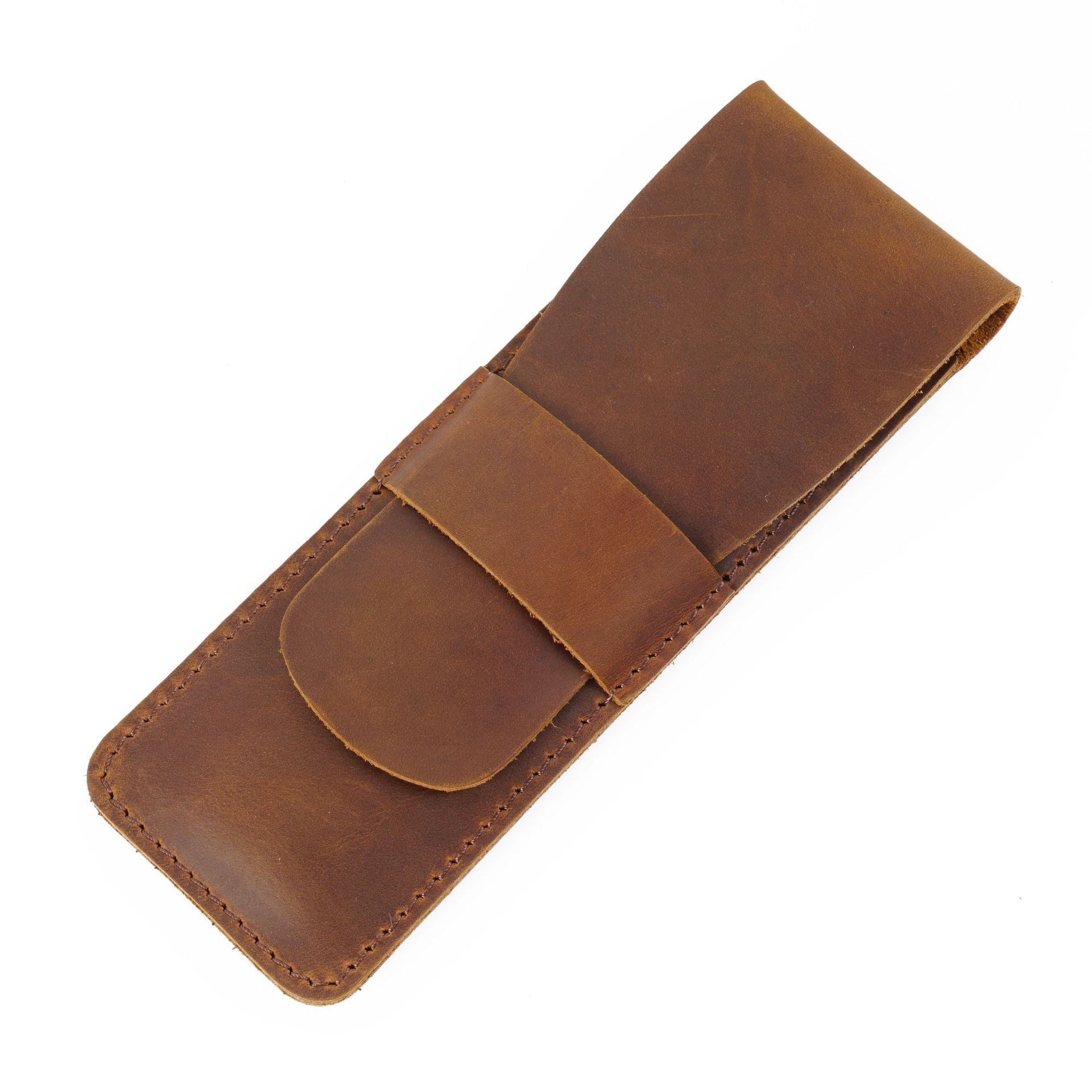Wholesale Vintage Crazy Horse Leather Pencil Case Purely Handmade Genuine Leather Pencil Case
