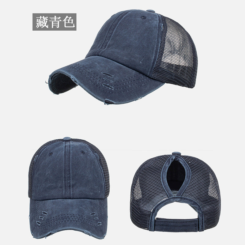 Wholesale Washed distressed ponytail baseball cap