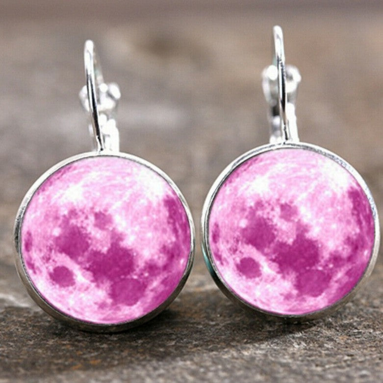 Wholesale Colorful Time Gem Moon Angel Earrings