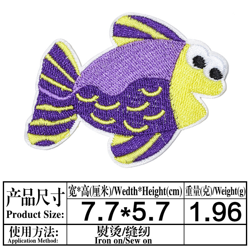 Wholesale Trendy Felt Embroidery Patches Underwater Sea Life Shrimp Turtle Conch Applique For Clothing Towel DIY Sew On Accessory