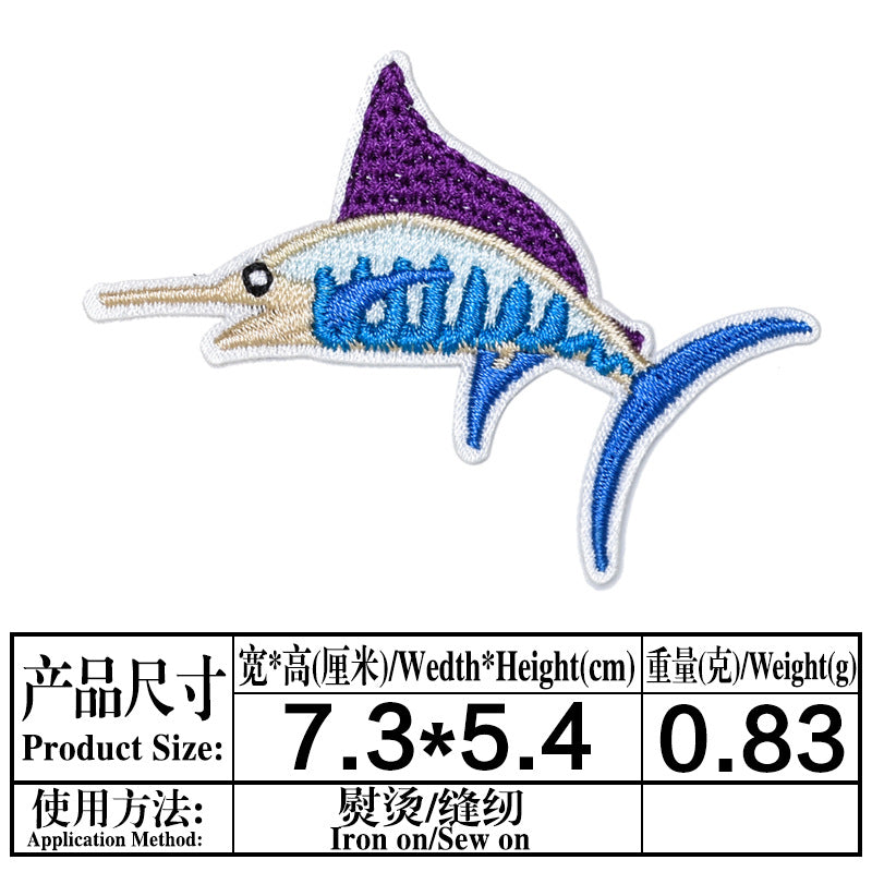 Wholesale Trendy Felt Embroidery Patches Underwater Sea Life Shrimp Turtle Conch Applique For Clothing Towel DIY Sew On Accessory