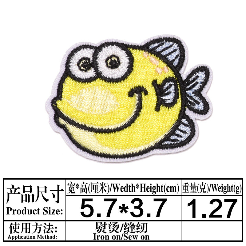 Wholesale Boutique Ocean Animal Cloth Patches 25 Cute Cartoon Embroidered Appliques For Clothing Repair Trendy DIY Badges