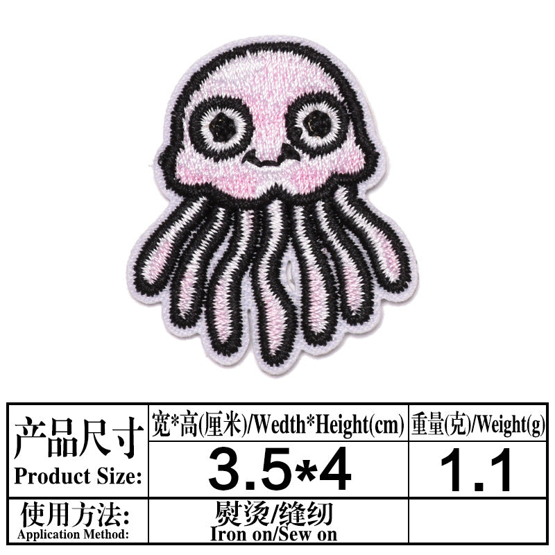 Wholesale Boutique Ocean Animal Cloth Patches 25 Cute Cartoon Embroidered Appliques For Clothing Repair Trendy DIY Badges