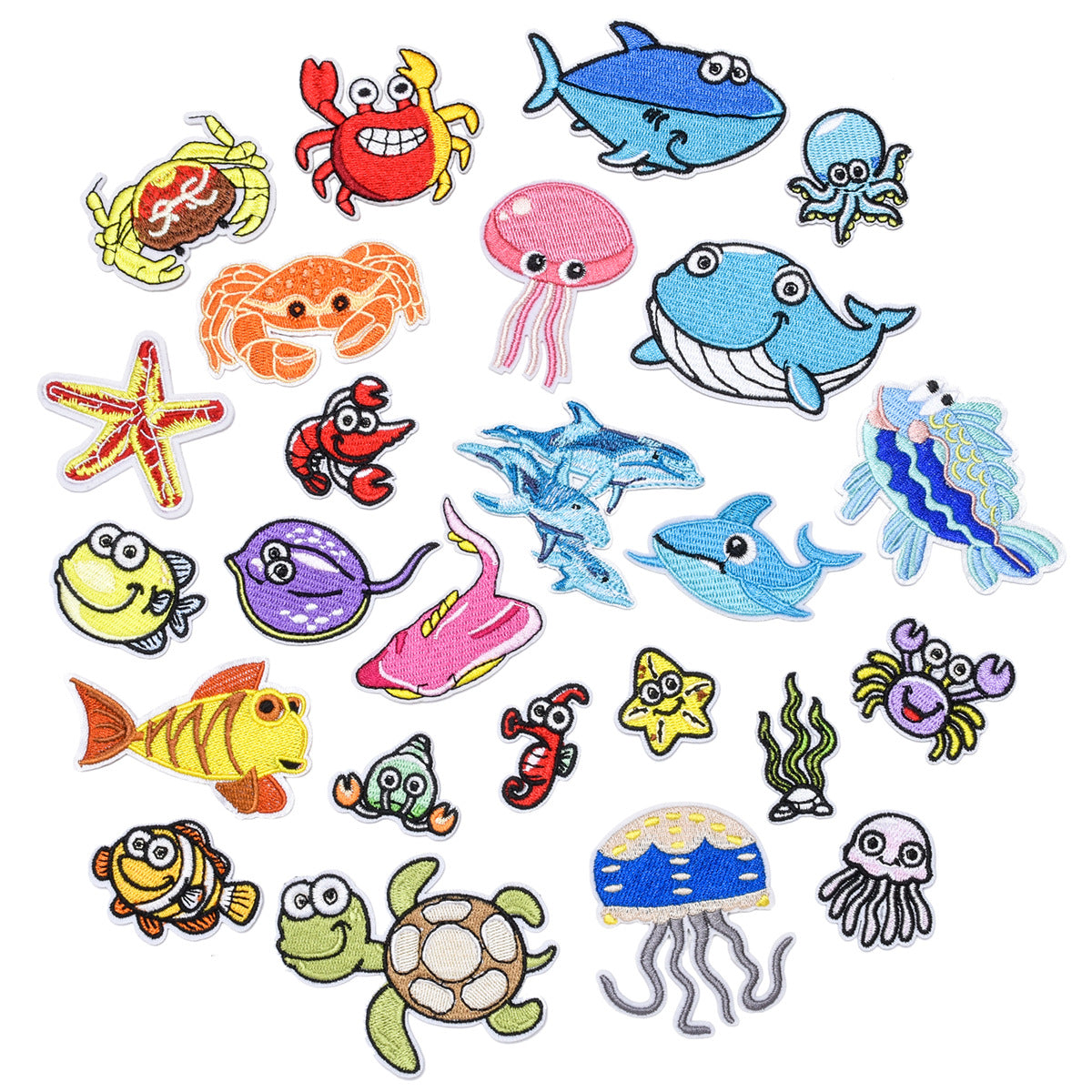Wholesale Boutique Ocean Animal Cloth Patches 25 Cute Cartoon Embroidered Appliques For Clothing Repair Trendy DIY Badges