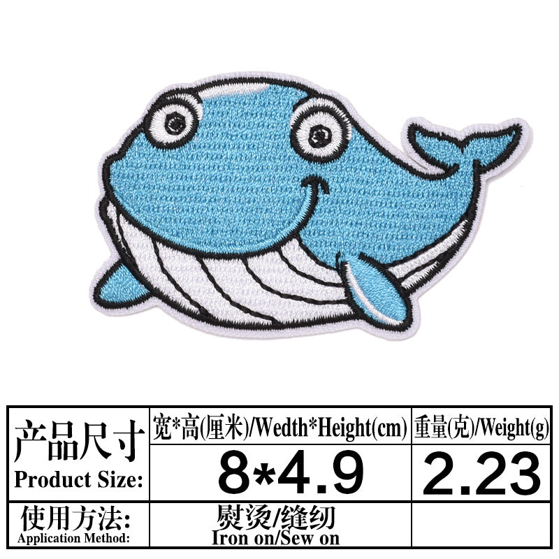 Wholesale Boutique Ocean Animal Cloth Patches 25 Cute Cartoon Embroidered Appliques For Clothing Repair Trendy DIY Badges