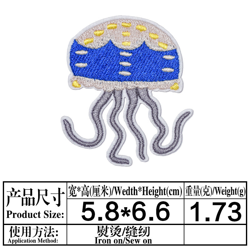 Wholesale Boutique Ocean Animal Cloth Patches 25 Cute Cartoon Embroidered Appliques For Clothing Repair Trendy DIY Badges