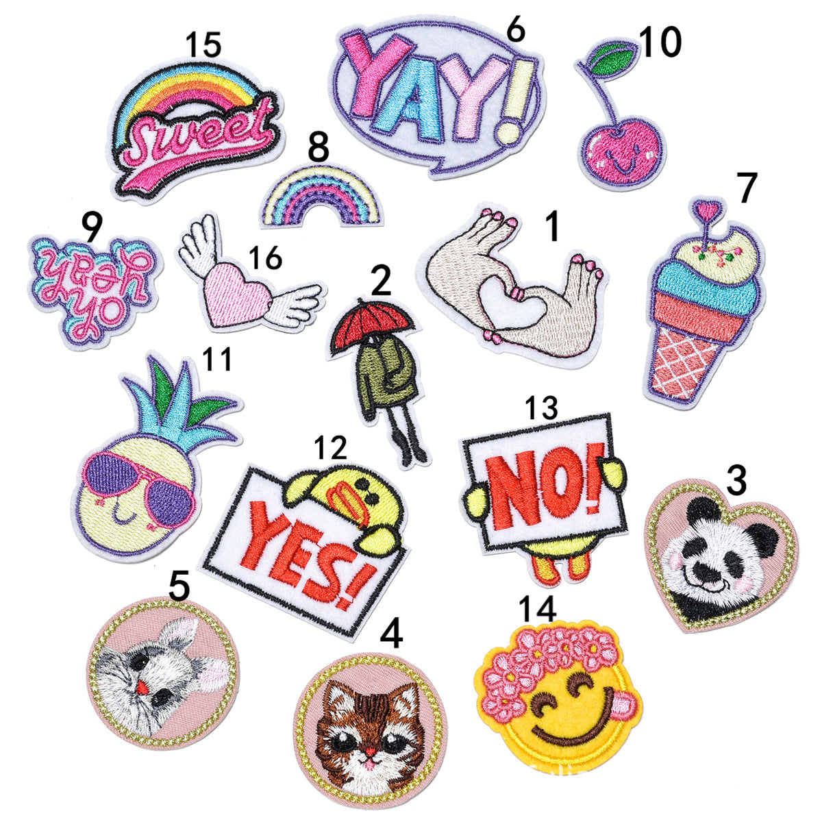 Wholesale Cloth Embroidered Patches Set Colorful Cartoon Animal Self Adhesive DIY Fashion Accessory