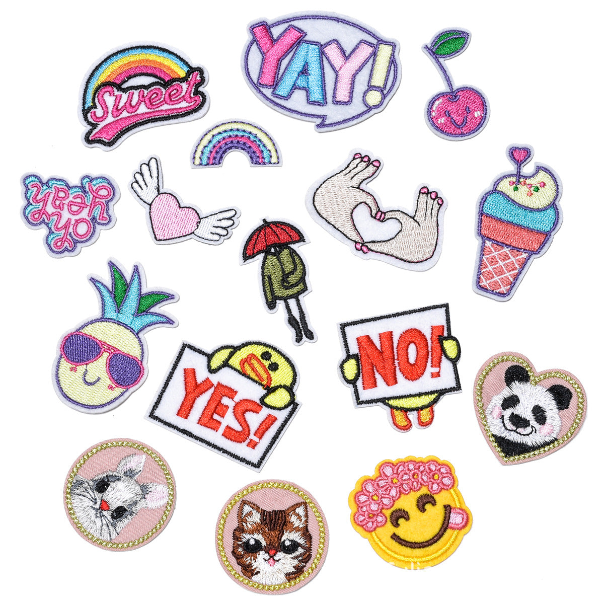 Wholesale Cloth Embroidered Patches Set Colorful Cartoon Animal Self Adhesive DIY Fashion Accessory