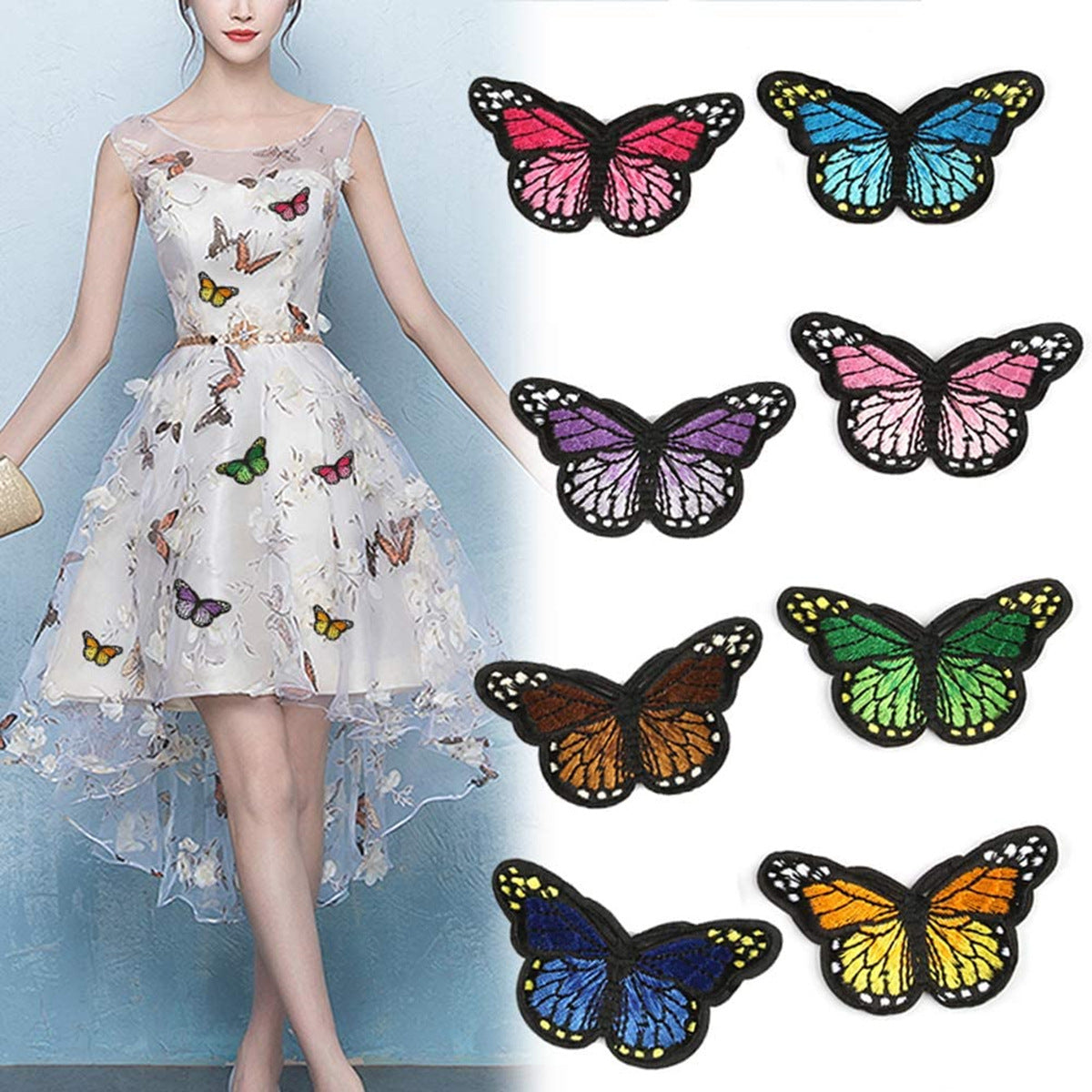 Wholesale Trendy Sunflower Butterfly Colorful Embroidered Patches For Clothing DIY
