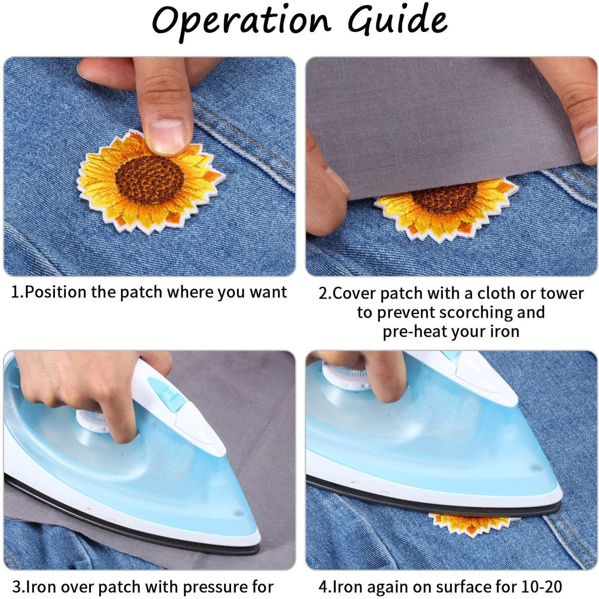 Wholesale Sunflower Embroidery Patch Set For Clothing Shoes Hats Bags Fashion Accessory