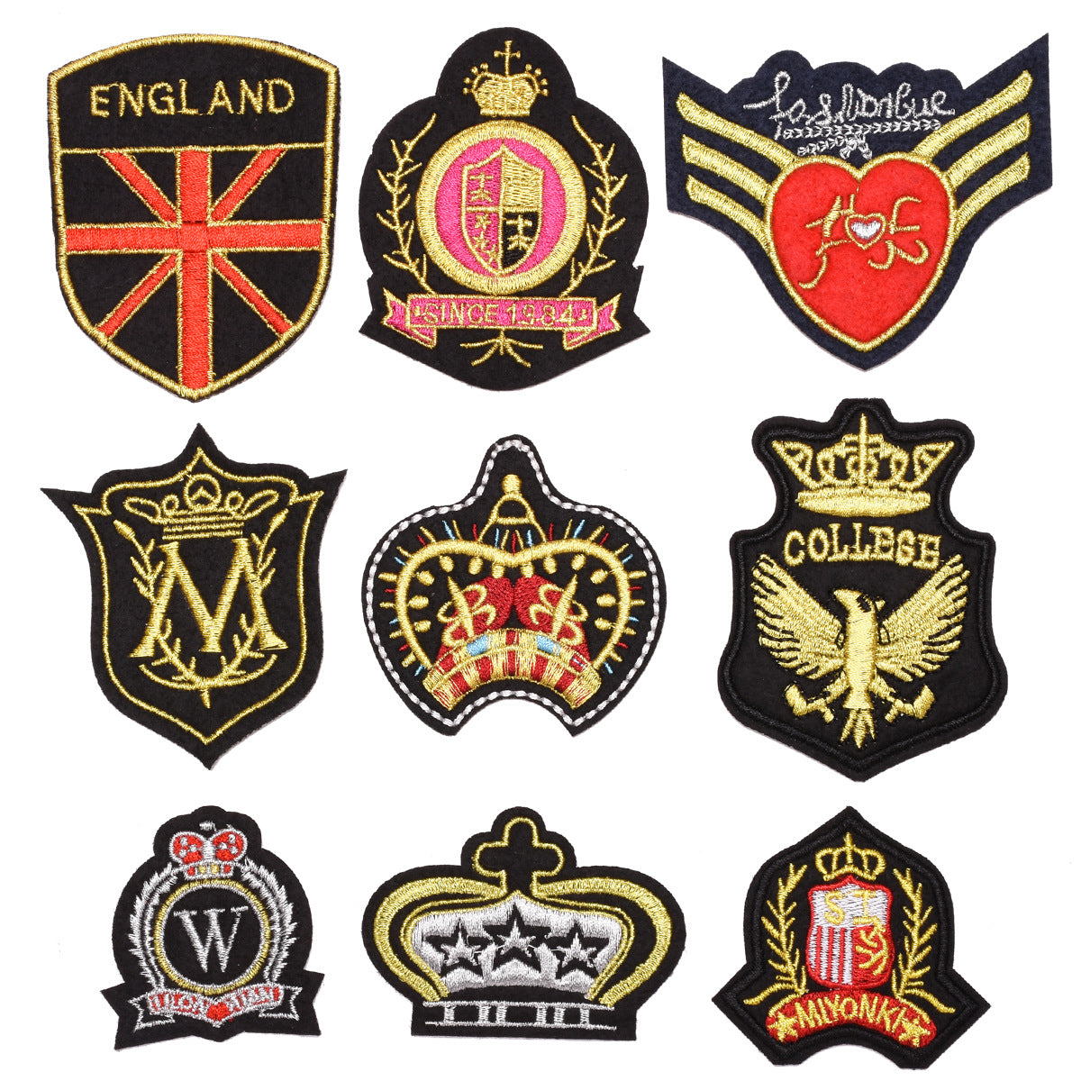 Wholesale Boutique Cartoon Crown Gold Line Cloth Patch DIY Sew On Iron On Badge For Clothing Accessory Resale