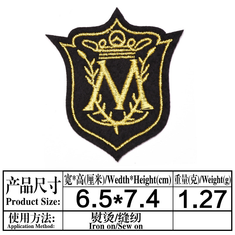 Wholesale Boutique Cartoon Crown Gold Line Cloth Patch DIY Sew On Iron On Badge For Clothing Accessory Resale