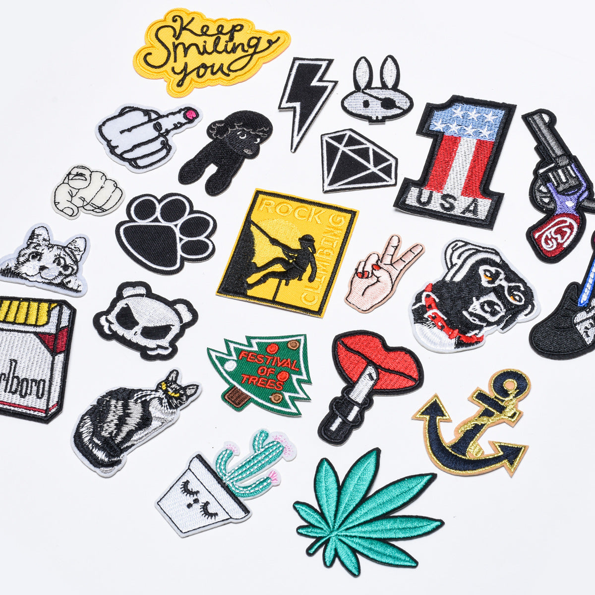 Wholesale Trendy Felt Embroidered Patch Set 23 Assorted Designs For Clothing Shoes Hats DIY Craft Accessory