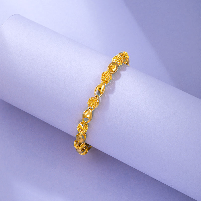 Wholesale Alloy Gold-plated Buddha Bead Hollow Smooth and Exquisite Fashion Retro Bracelet