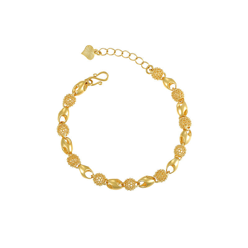 Wholesale Alloy Gold-plated Buddha Bead Hollow Smooth and Exquisite Fashion Retro Bracelet