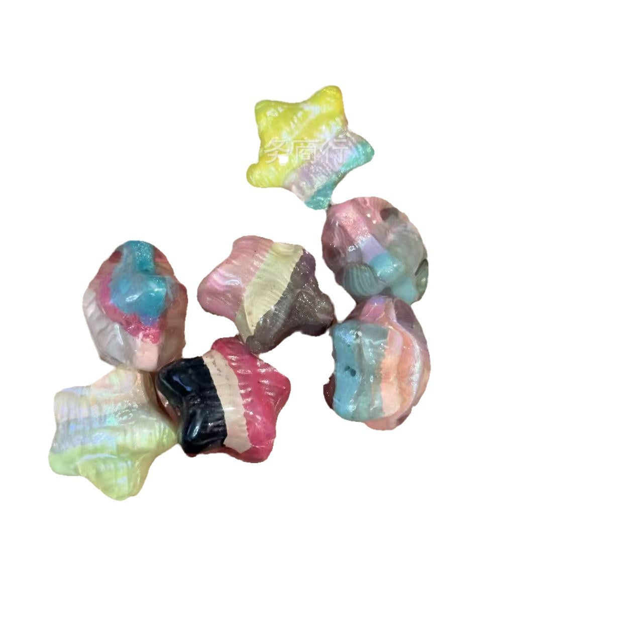 Wholesale Resin Oil Painting Star Diy Gradual Change Pentagram Bead Partition Bag Pendant Mobile Phone Chain Necklace Accessories Beads
