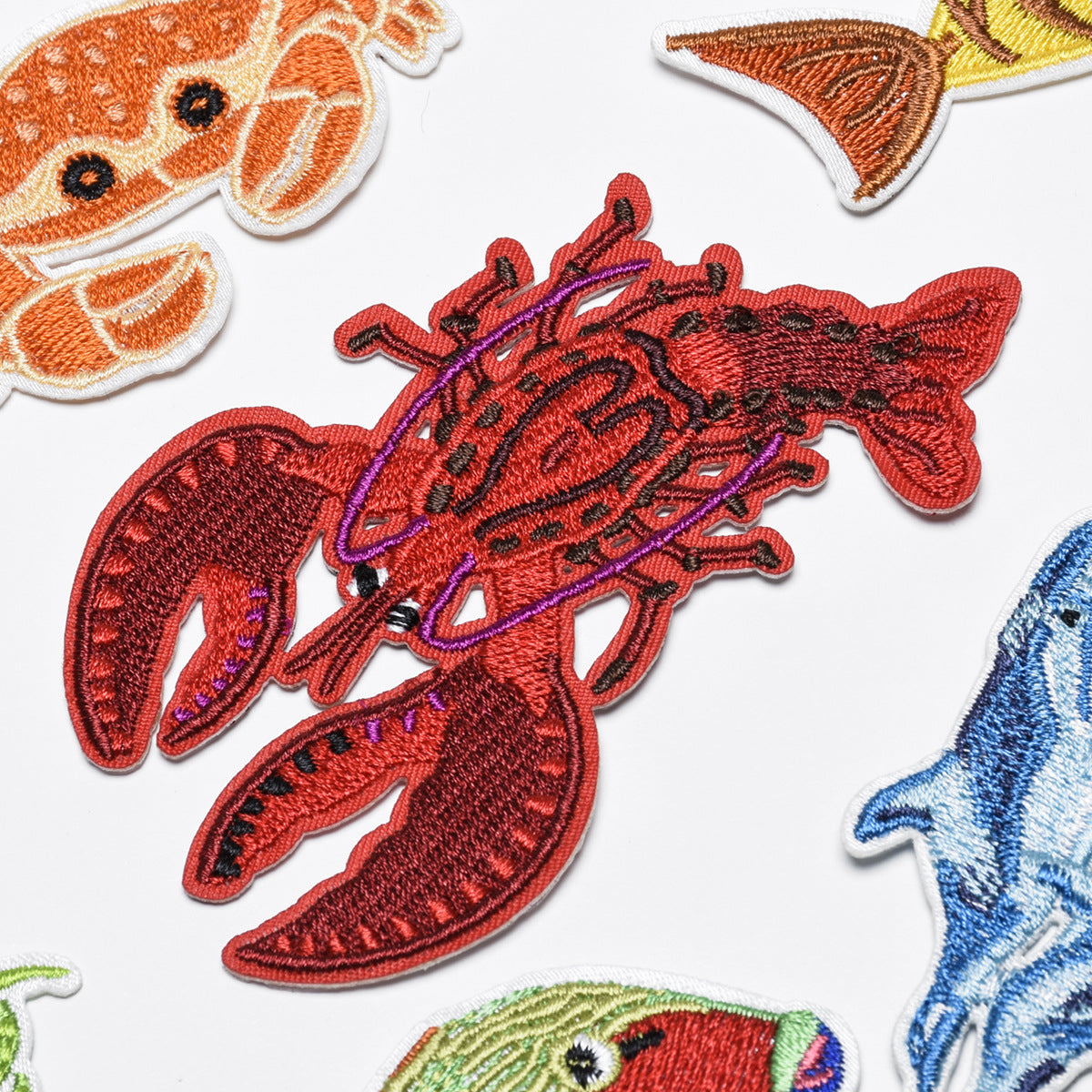 Wholesale Trendy Felt Embroidery Patches Underwater Sea Life Shrimp Turtle Conch Applique For Clothing Towel DIY Sew On Accessory