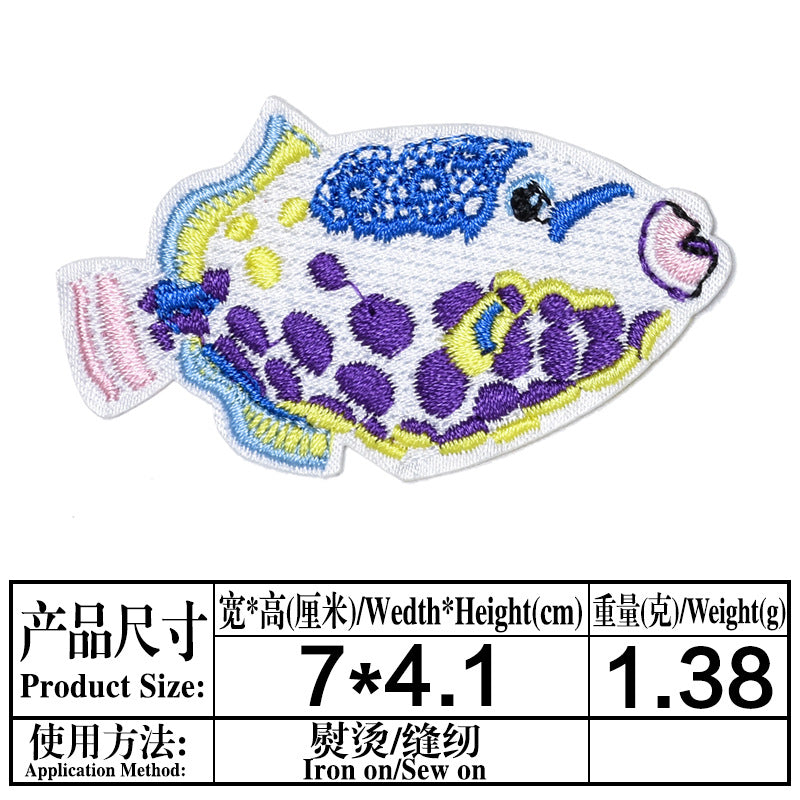 Wholesale Trendy Felt Embroidery Patches Underwater Sea Life Shrimp Turtle Conch Applique For Clothing Towel DIY Sew On Accessory