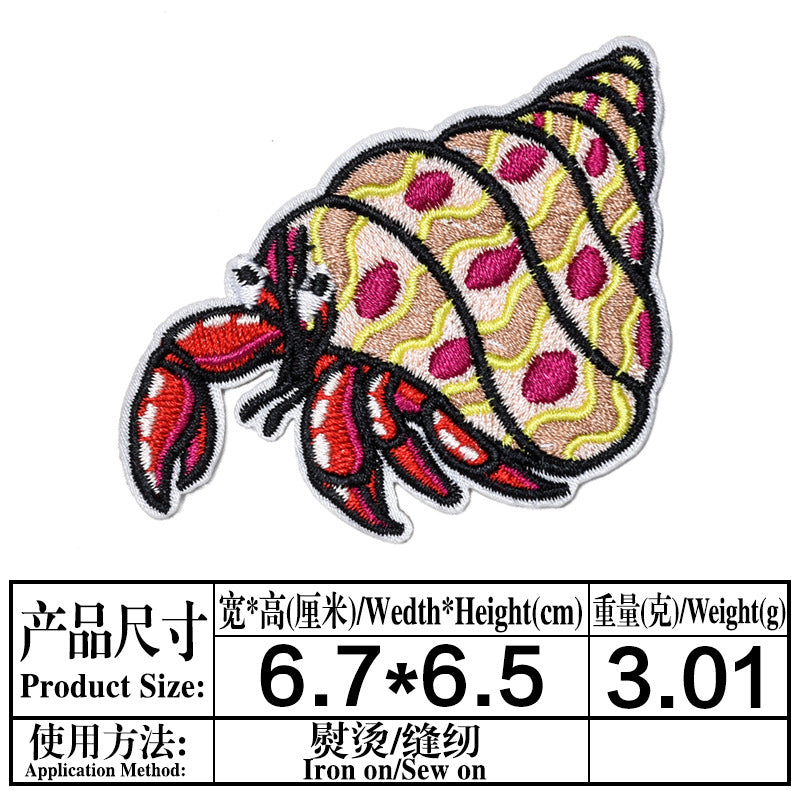 Wholesale Trendy Felt Embroidery Patches Underwater Sea Life Shrimp Turtle Conch Applique For Clothing Towel DIY Sew On Accessory