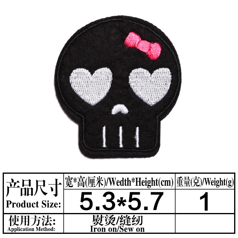 Wholesale Skull Embroidered Patch Set 9 Pcs Fashion Decorative Badge For ets Hats Shoes Casual DIY Accessory