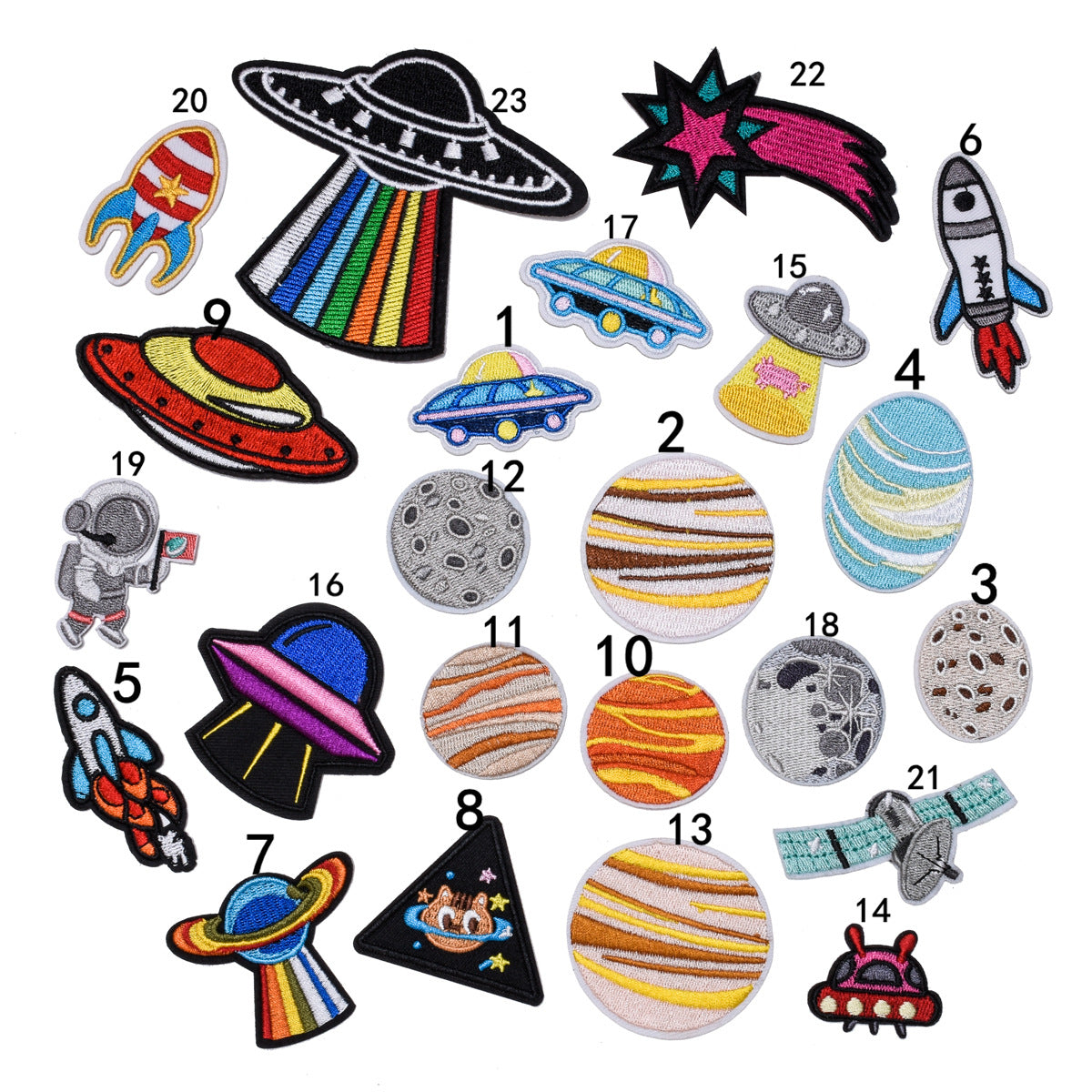 Wholesale Space Planet Embroidery Patch Astronaut Rocket Felt Applique Adhesive Backing For Party Home Decor