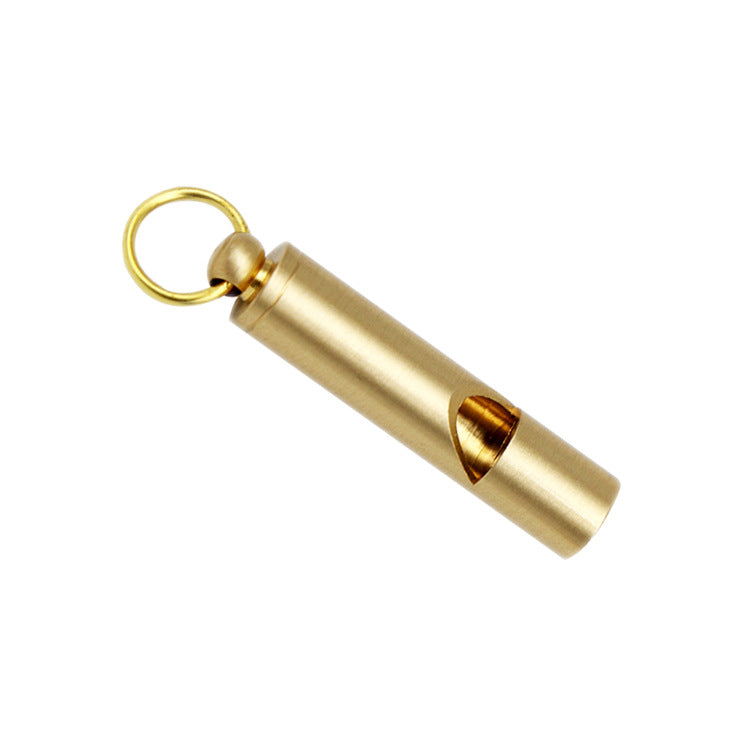 Wholesale Pure Brass Outdoor Survival Retro Whistle Keychain Accessories