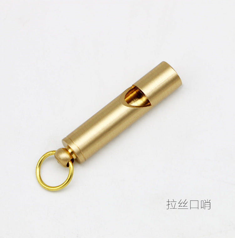 Wholesale Pure Brass Outdoor Survival Retro Whistle Keychain Accessories