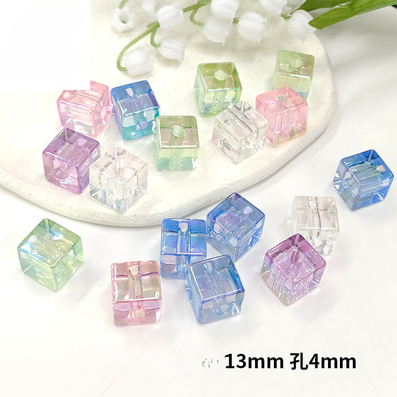 Wholesale 100PCS/Pack Colorful Transparent UV Square 13mm DIY Acrylic Beads