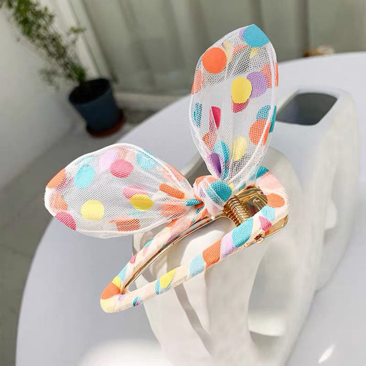 Tabellera de tela al por mayor Polka Dot Mesh Rabbit Head Band de la oreja