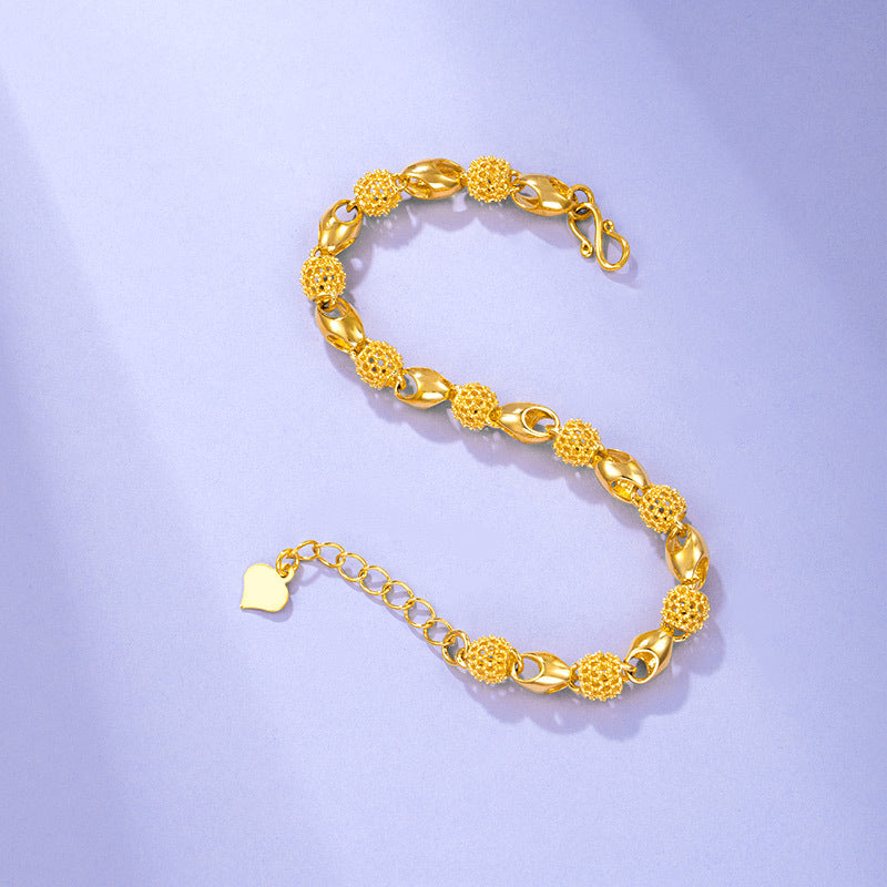 Wholesale Alloy Gold-plated Buddha Bead Hollow Smooth and Exquisite Fashion Retro Bracelet